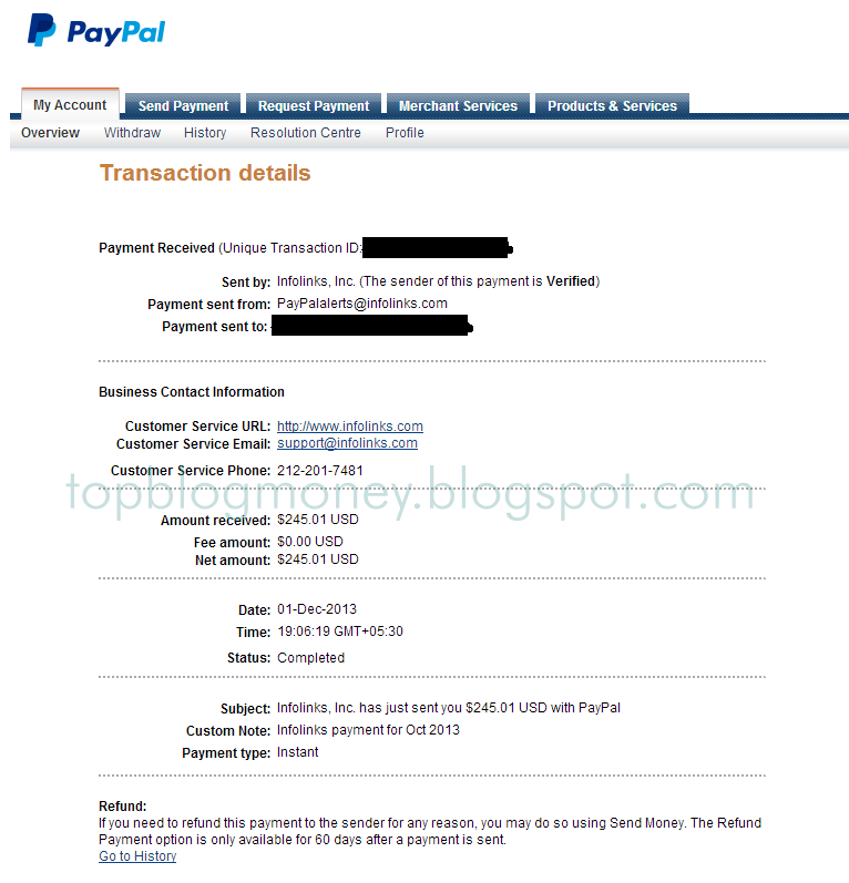 Infolinks Payment Proof